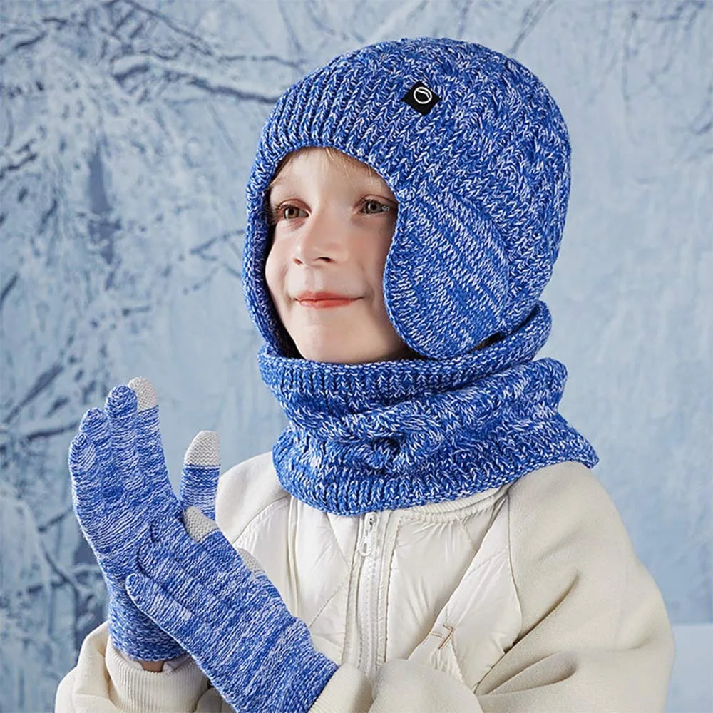 Kids Winter Hat Scarf Gloves Ear Warmer Neck Warmer Set