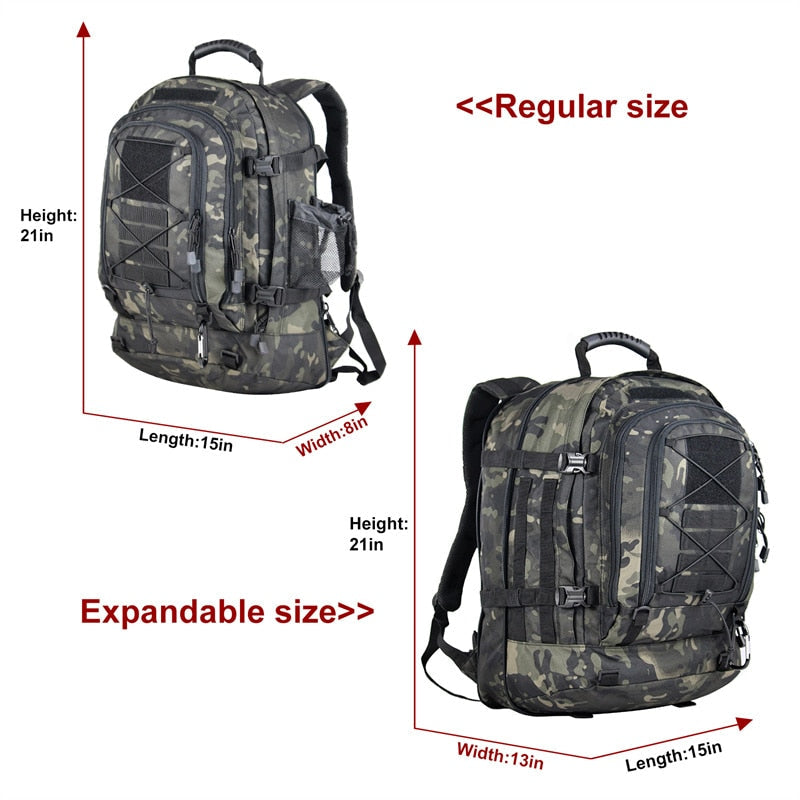 Military Tactical Backpack Expandable Waterproof Rucksack