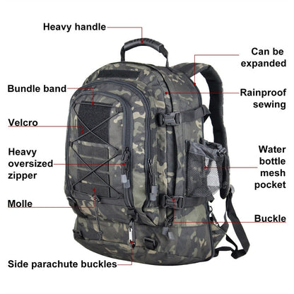 Tactical Backpack 60L Expandable Waterproof Rucksack