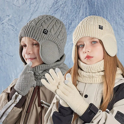 Kids Winter Hat Scarf Gloves Ear Warmer Neck Warmer Set