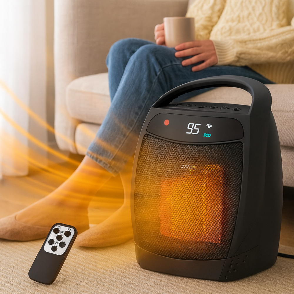 Remote-Controlled Ceramic Space Heater with Smart Temperature Control
