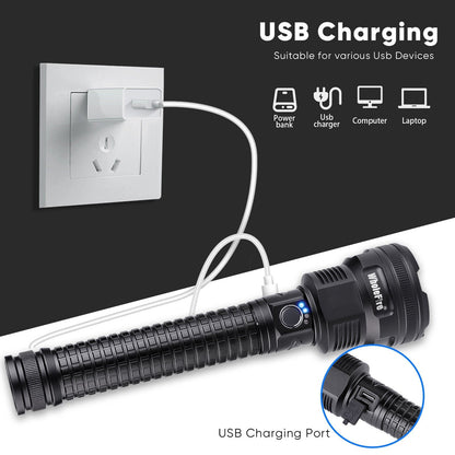 XHP90 USB Rechargeable LED Flashlight 99000 Lumens