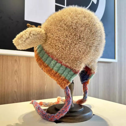 Women's Knit Beanie Hat with Antlers Winter Accessory