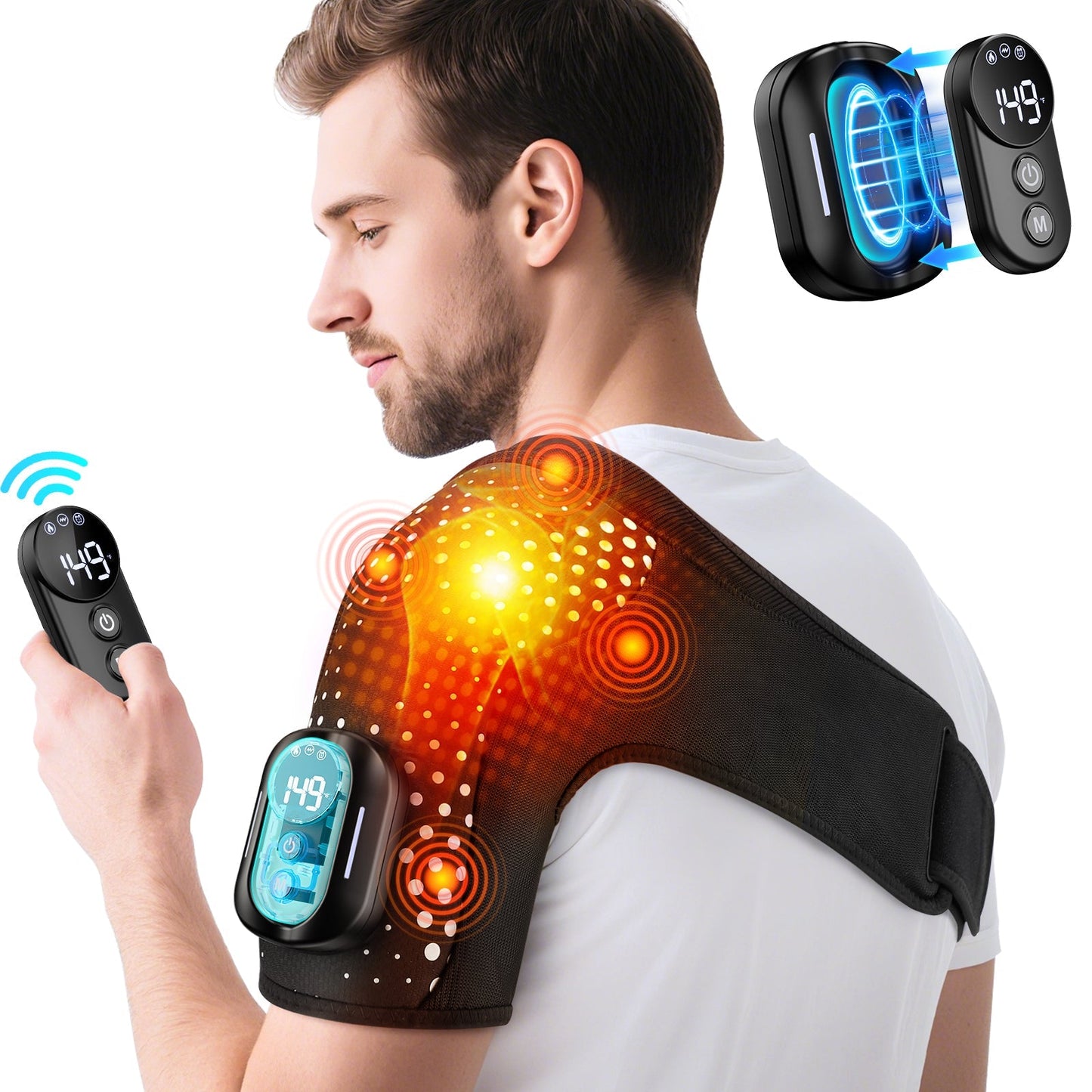 Heating Vibration Shoulder Wrap Pad with Remote Control