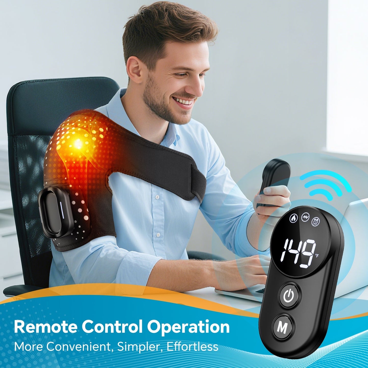 Heating Vibration Shoulder Wrap Pad with Remote Control