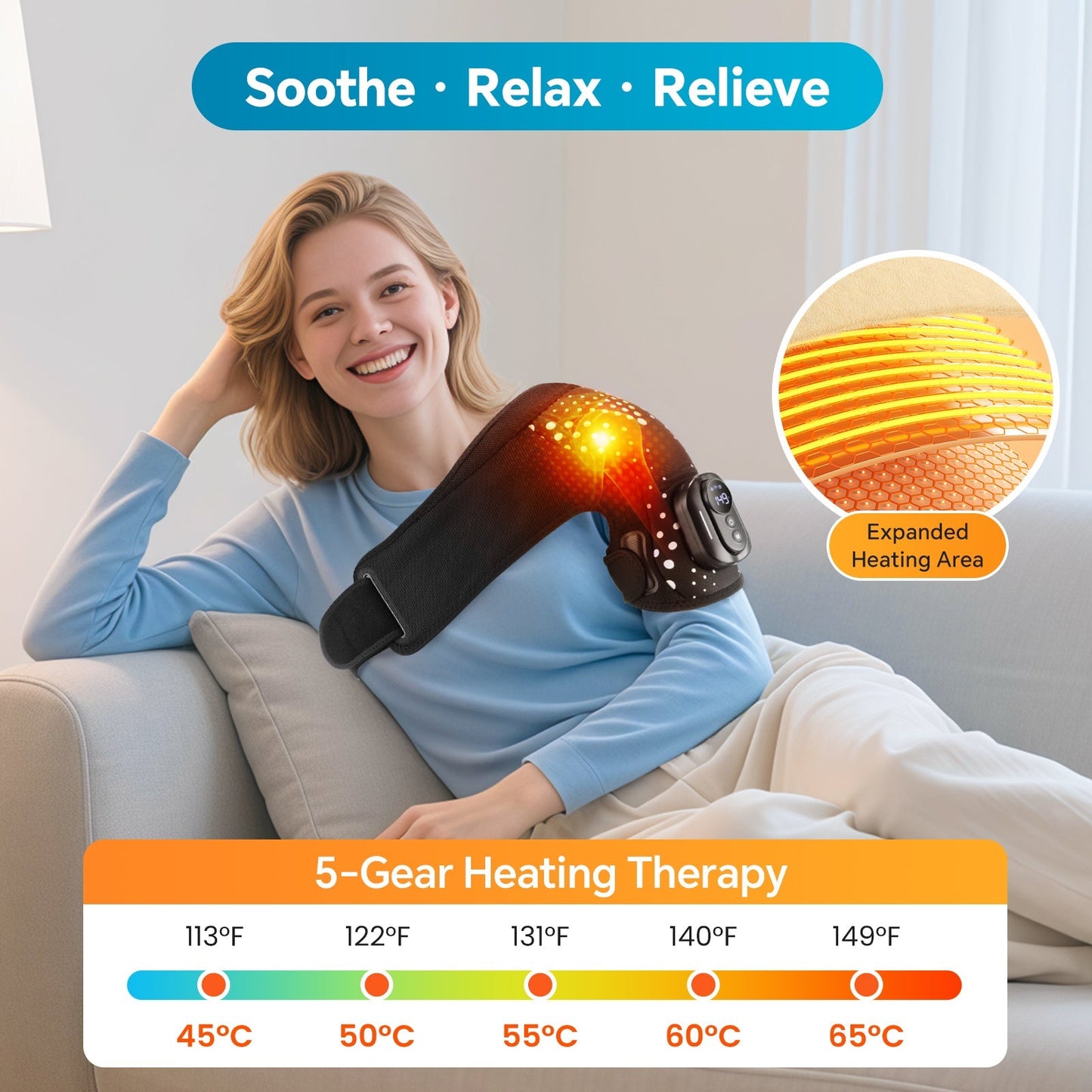 Heating Vibration Shoulder Wrap Pad with Remote Control