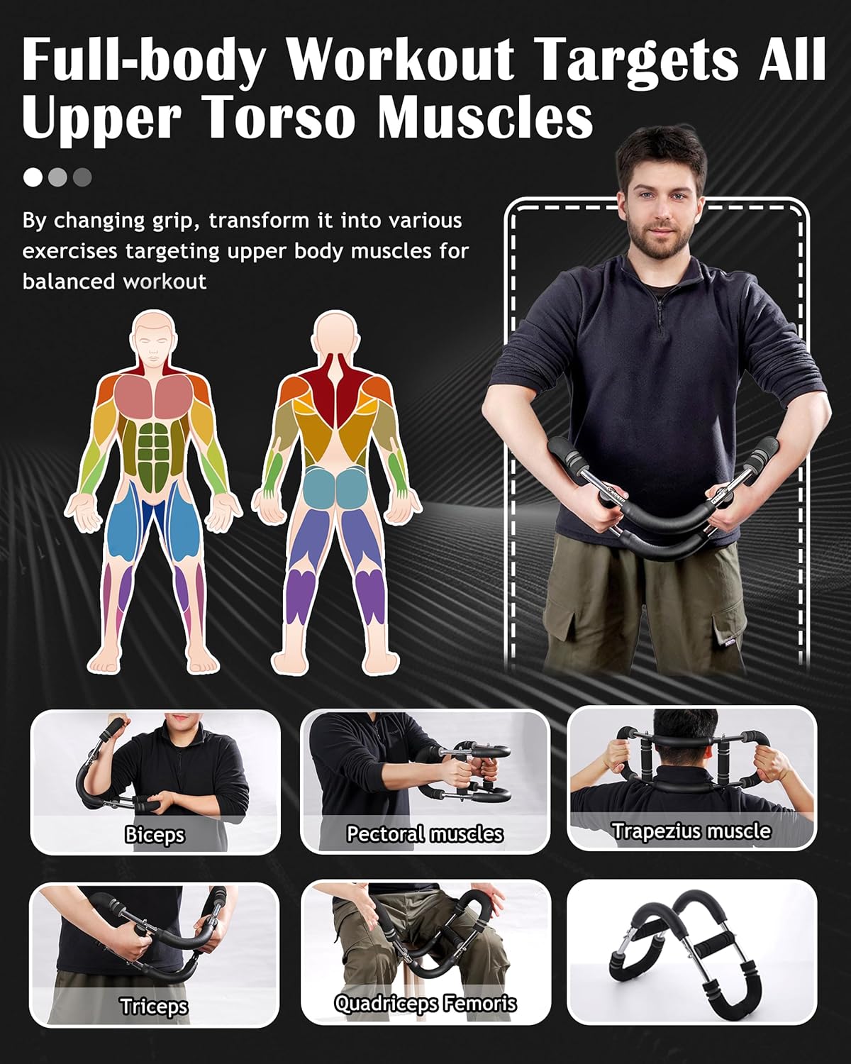 Adjustable Arm Exerciser Spring Bar Forearm Triceps Strength Training