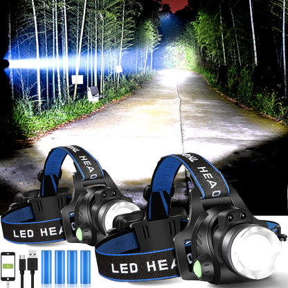 Rechargeable LED Headlamp with 2 Rechargeable Batteries