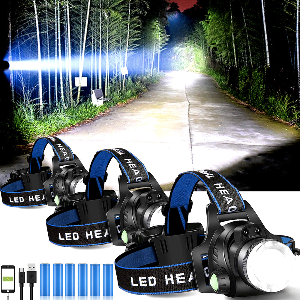 Rechargeable LED Headlamp with 2 Rechargeable Batteries