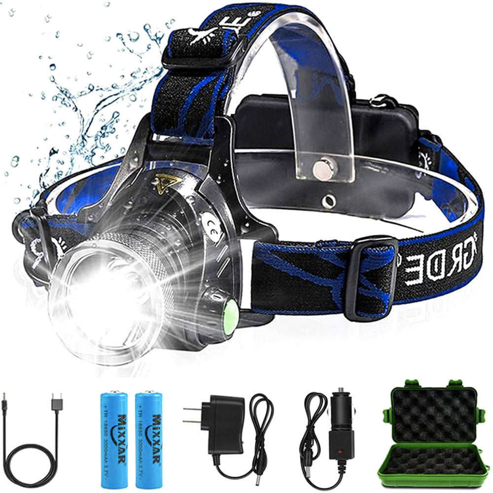 Rechargeable LED Headlamp with 2 Rechargeable Batteries