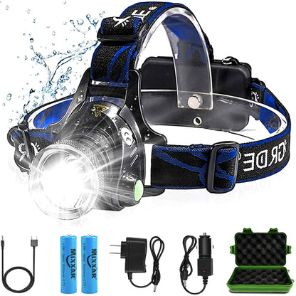 Rechargeable LED Headlamp with 2 Rechargeable Batteries