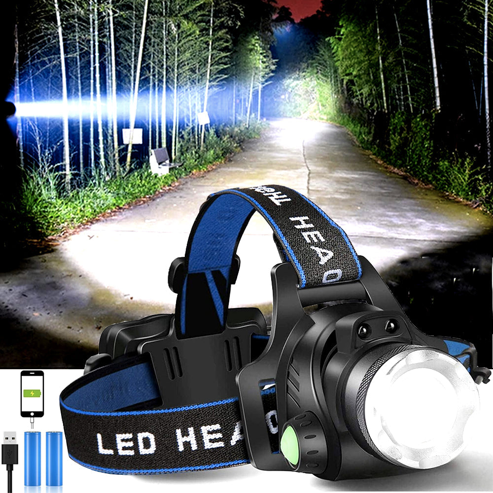 Rechargeable LED Headlamp with 2 Rechargeable Batteries