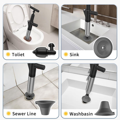 Toilet Plunger High Pressure Stainless Steel Unclogger