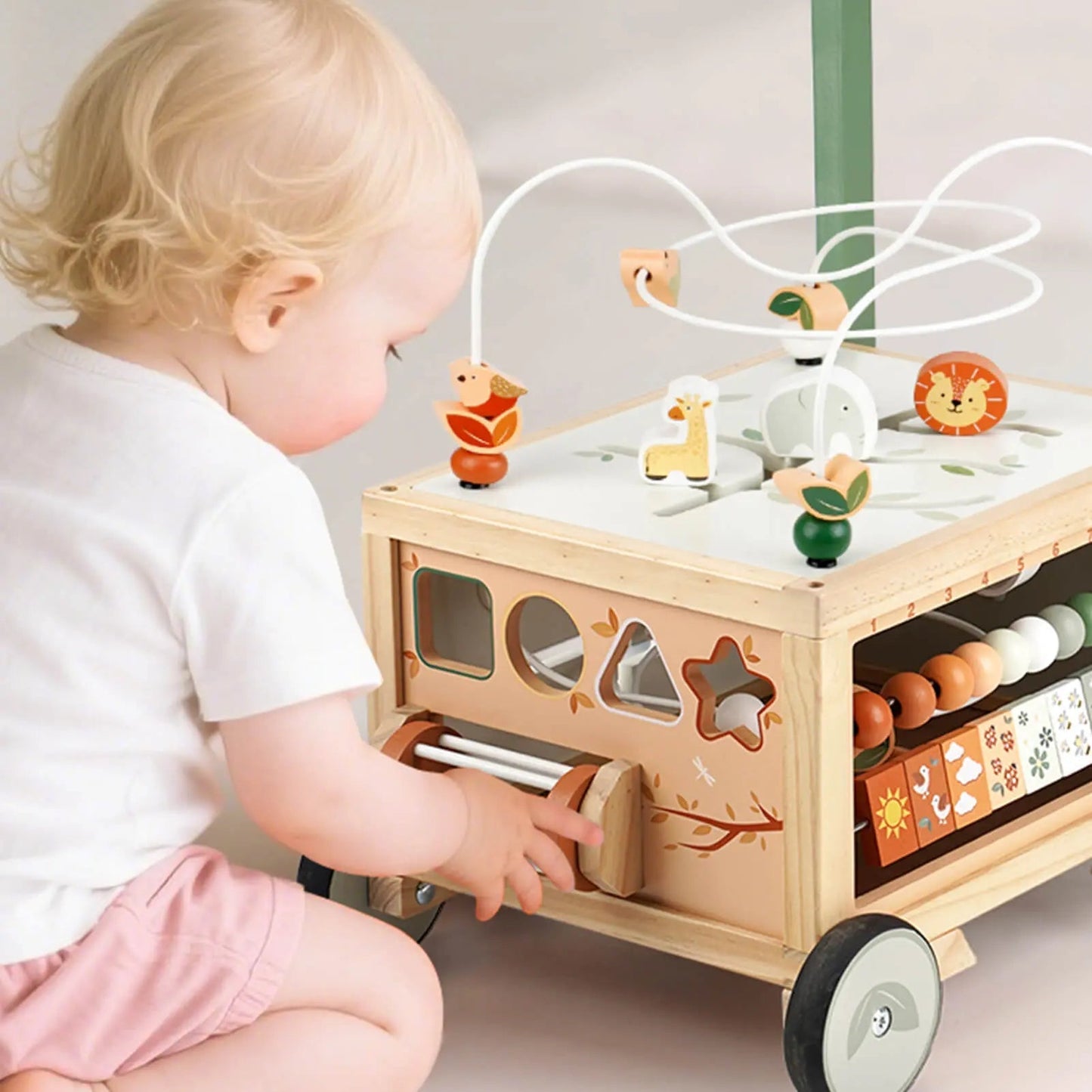 Adjustable Wooden Baby Push Walker