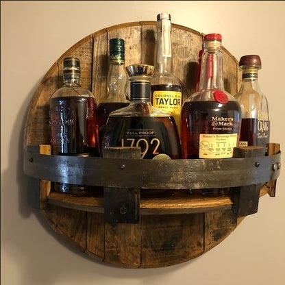 Bourbon Whiskey Barrel Wall Shelf Bar Accessory