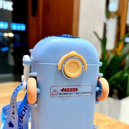 Cartoon Bus Water Bottle with Straw 16 oz