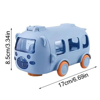 Cartoon Bus Water Bottle with Straw 16 oz