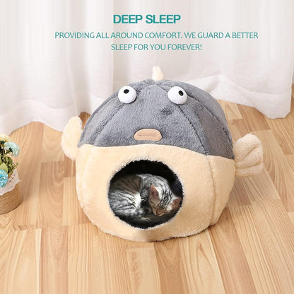 Cat Bed Cave with Removable Pillow for Indoor Cats