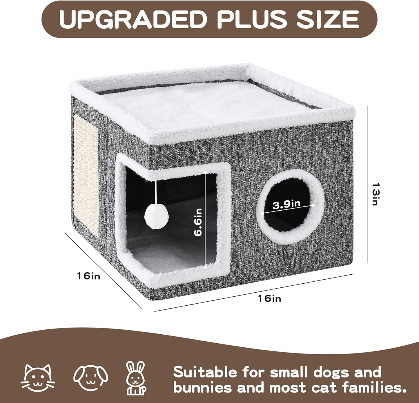 Large Cat Cave with Scratch Pad and Hideaway Condo