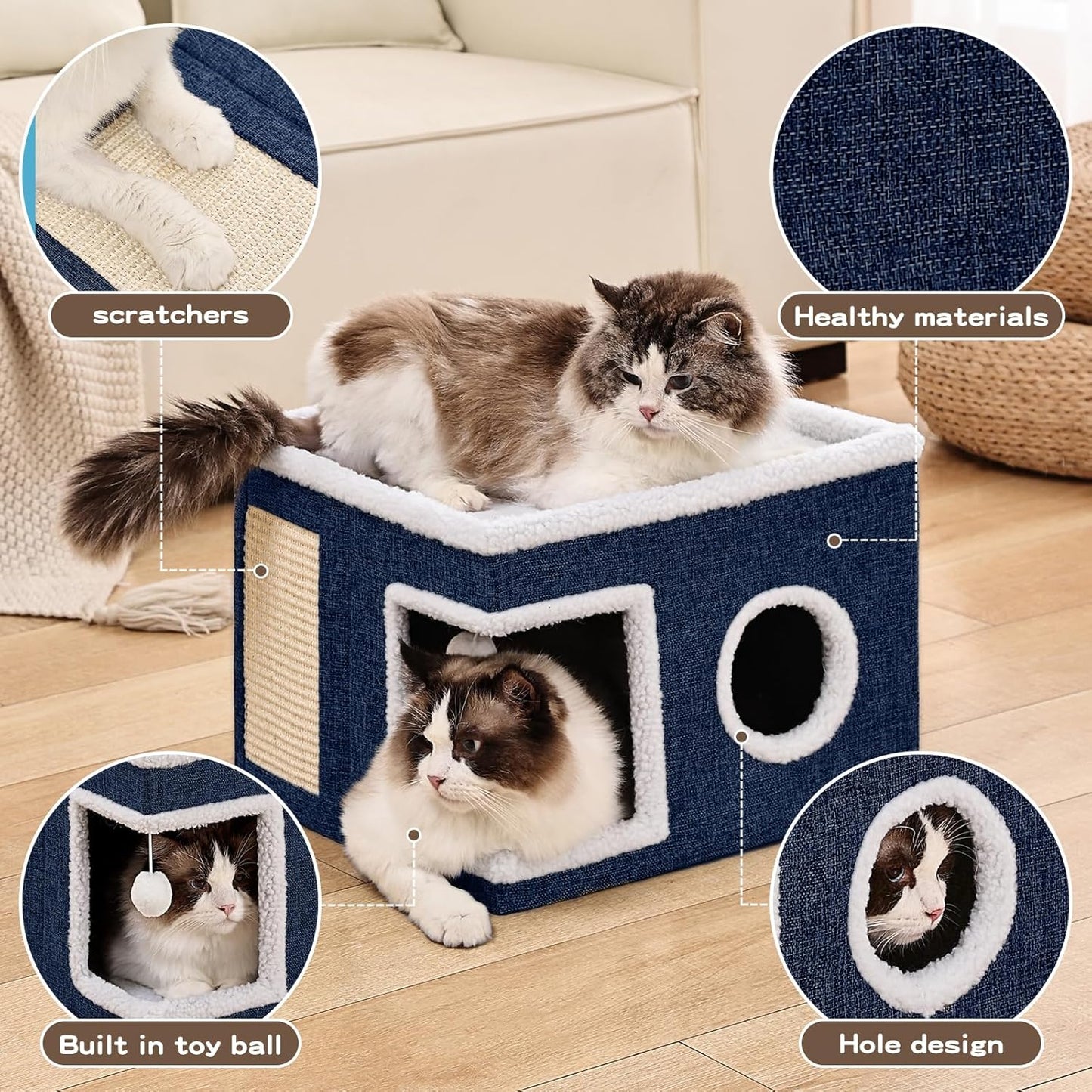 Large Cat Cave with Scratch Pad and Hideaway Condo