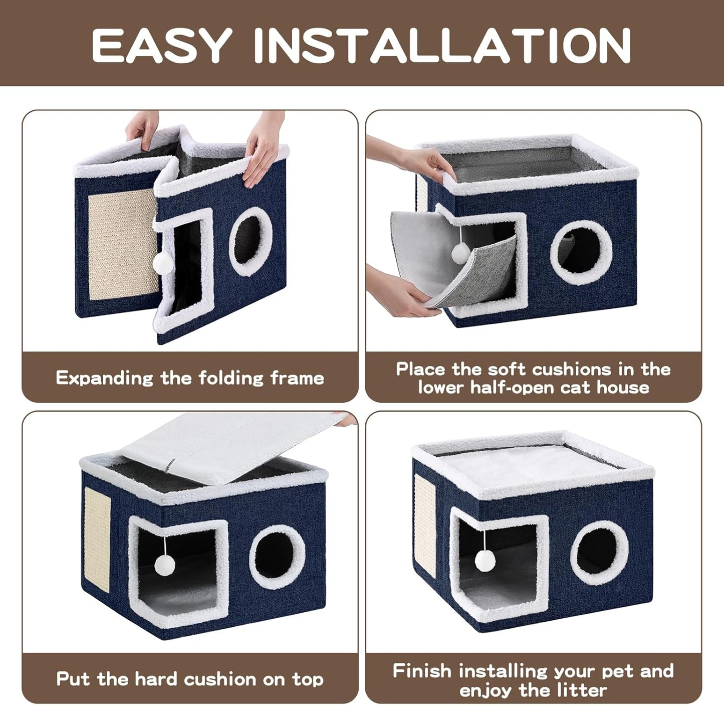 Large Cat Cave with Scratch Pad and Hideaway Condo