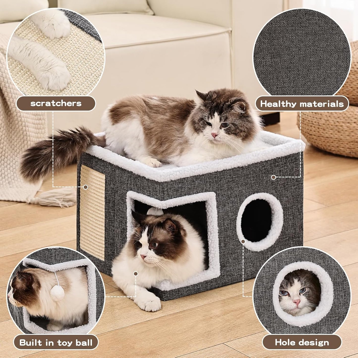 Large Cat Cave with Scratch Pad and Hideaway Condo