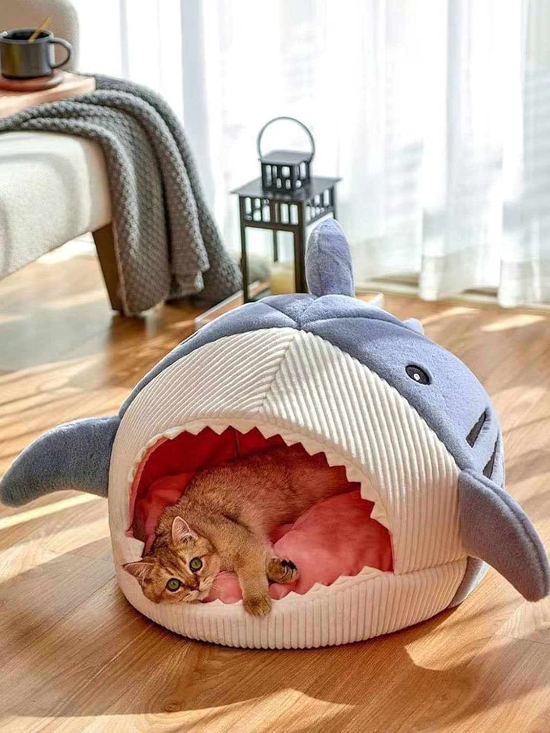 Shark-Shaped Cat Bed Semi-Closed Nest for Cats and Dogs