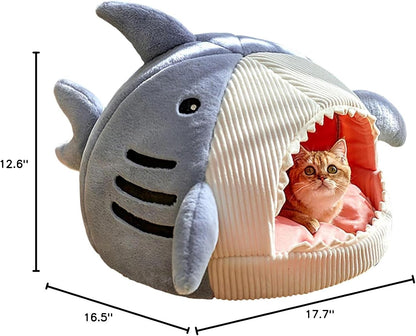Shark-Shaped Cat Bed Semi-Closed Nest for Cats and Dogs