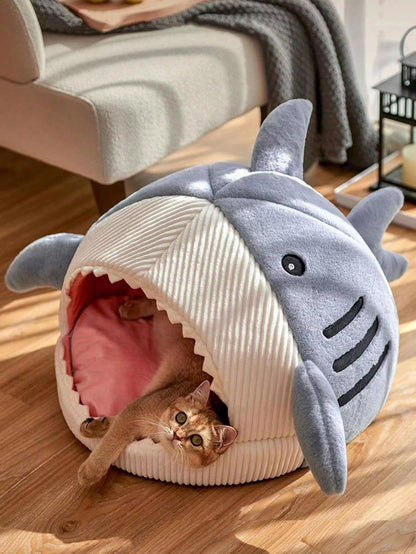 Shark-Shaped Cat Bed Semi-Closed Nest for Cats and Dogs