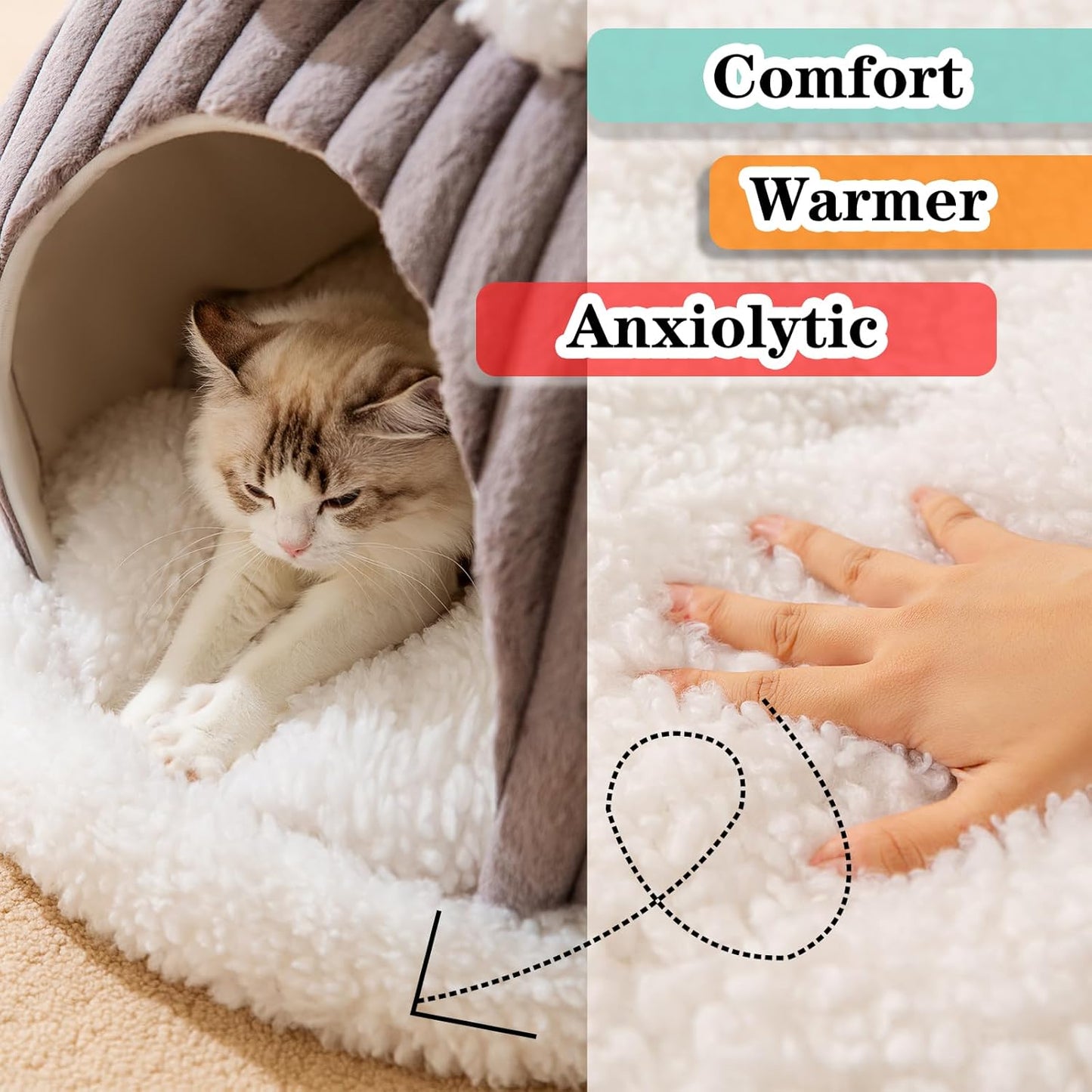 Cat Cave Bed Indoor Machine Washable Slip Resistant