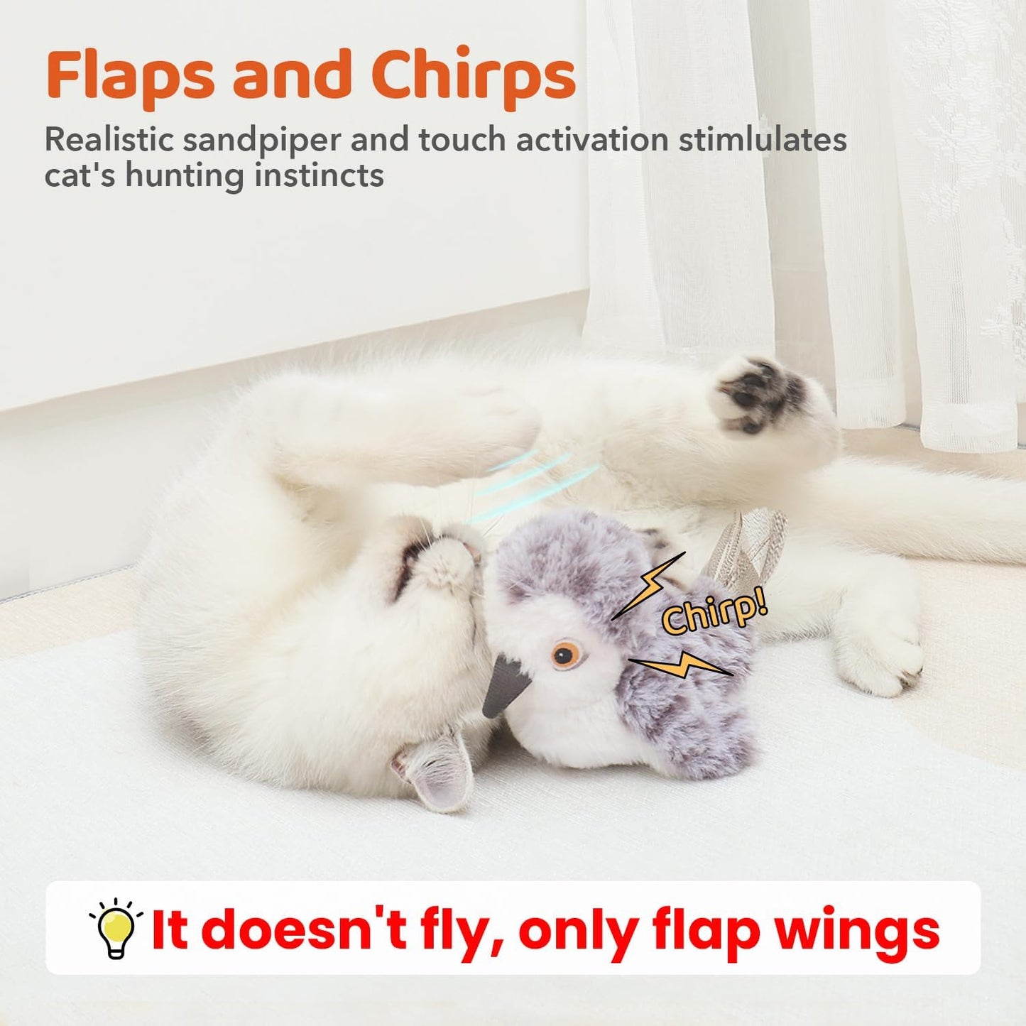Cat Toy Flapping Bird Interactive Kicker Catnip Rechargeable Toy