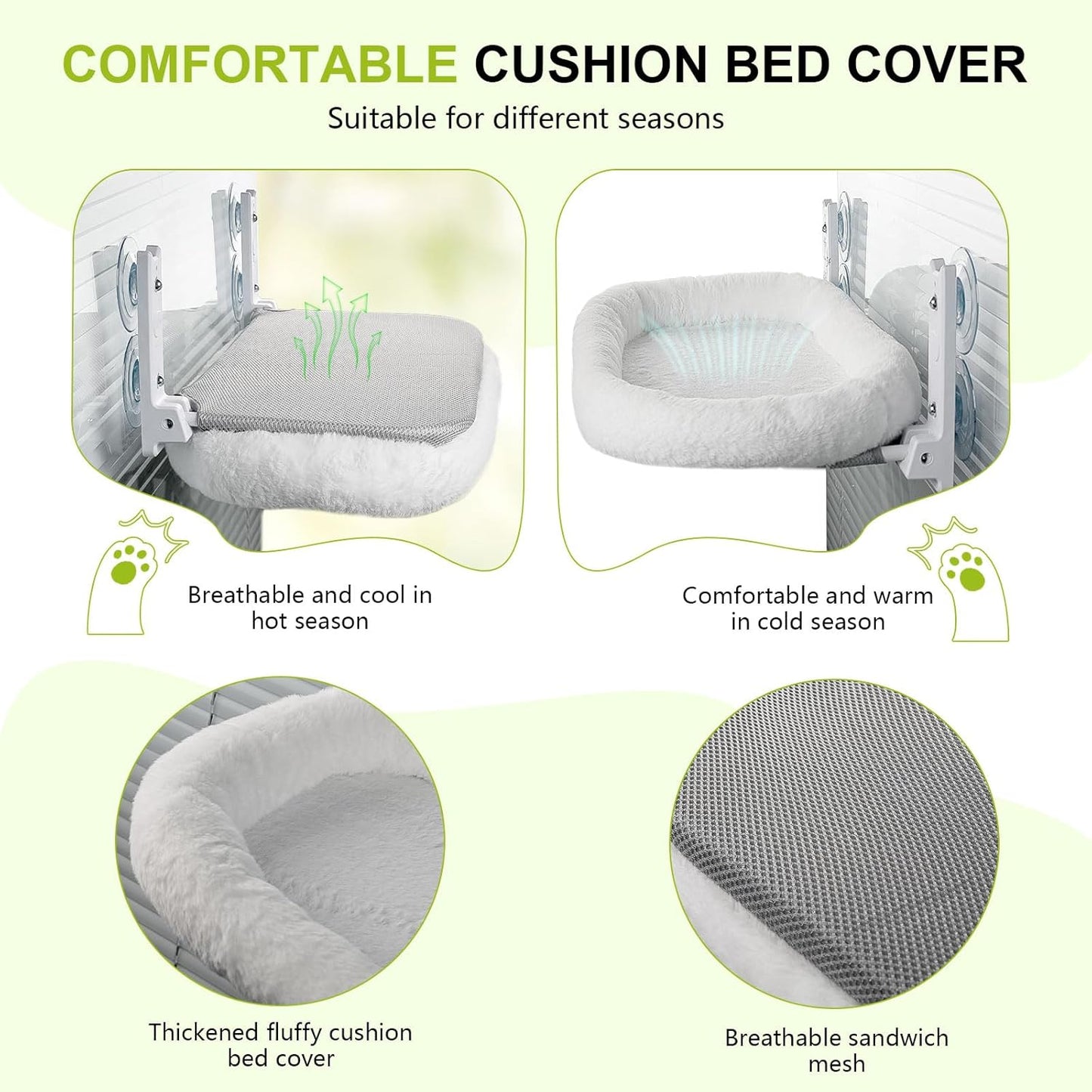 Cat Window Perch Hammock Bed with Suction Cups and Frame