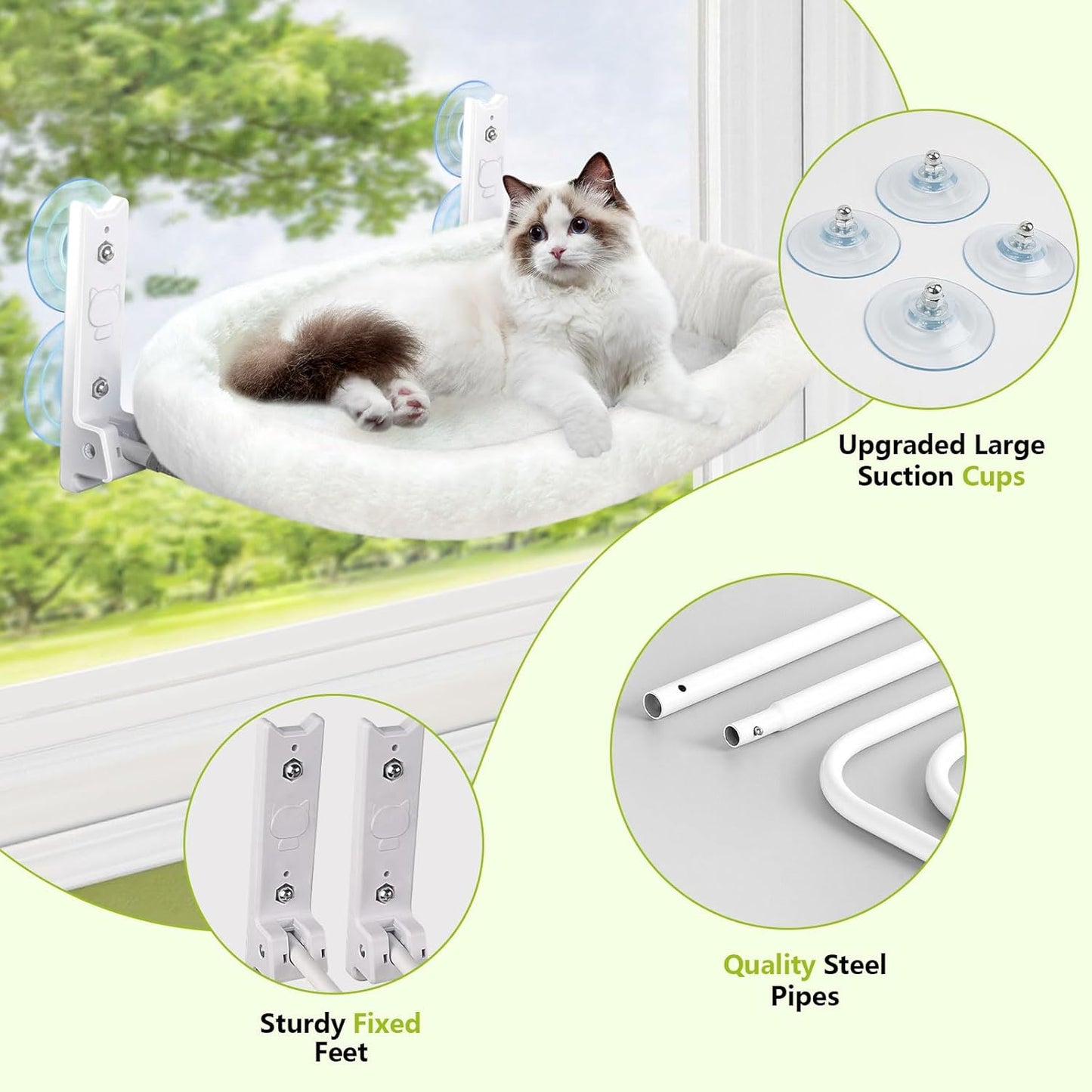 Cat Window Perch Hammock Bed with Suction Cups and Frame