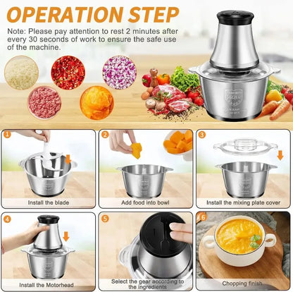 Electric Meat Vegetable Grinder Chopper 2L Capacity