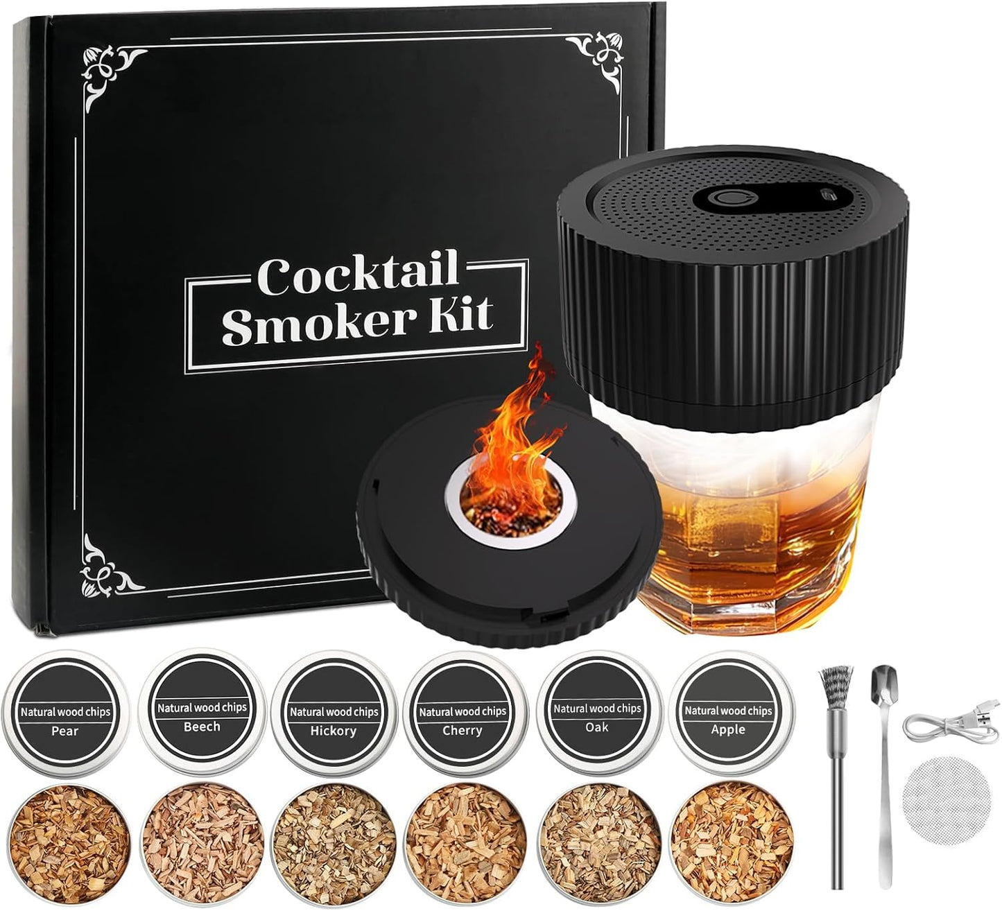 Electric Whiskey Smoker Kit with Lighter and Wood Chips