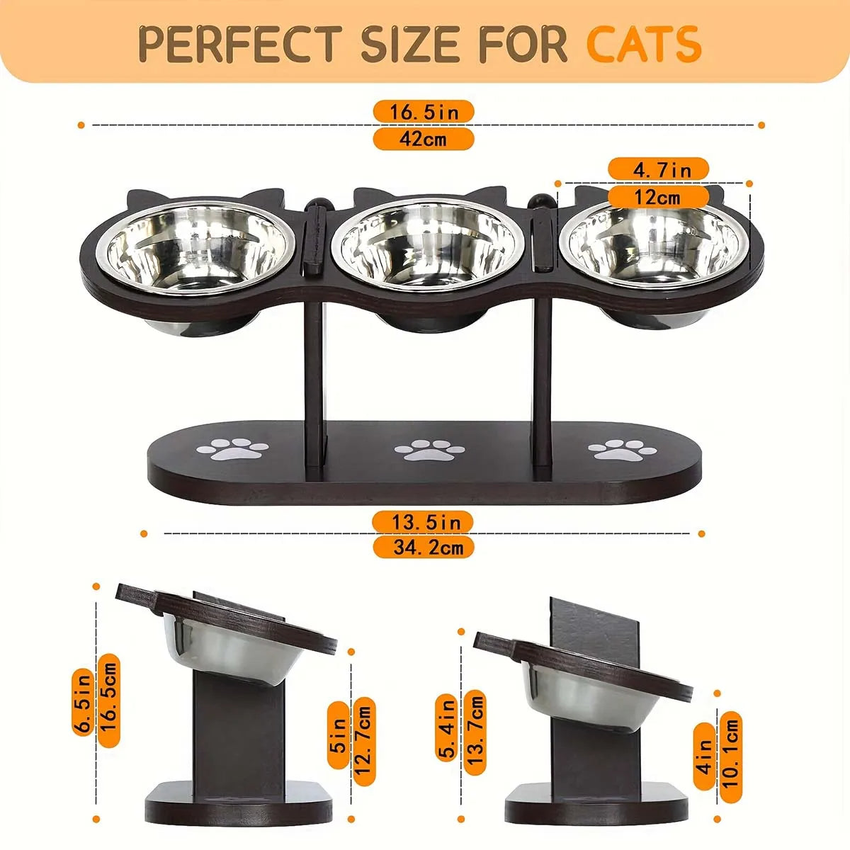 Elevated Cat Bowl Set with Stainless Steel Dishes