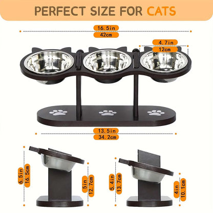 Elevated Cat Bowl Set with Stainless Steel Dishes