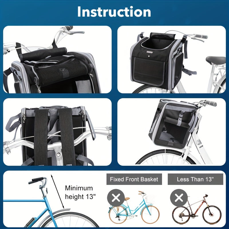 Expandable Pet Bike Basket Carrier