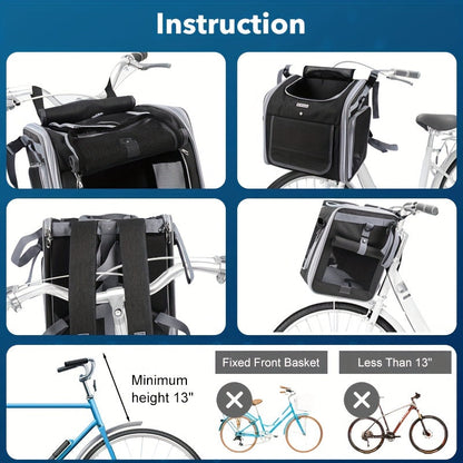 Expandable Pet Bike Basket Carrier