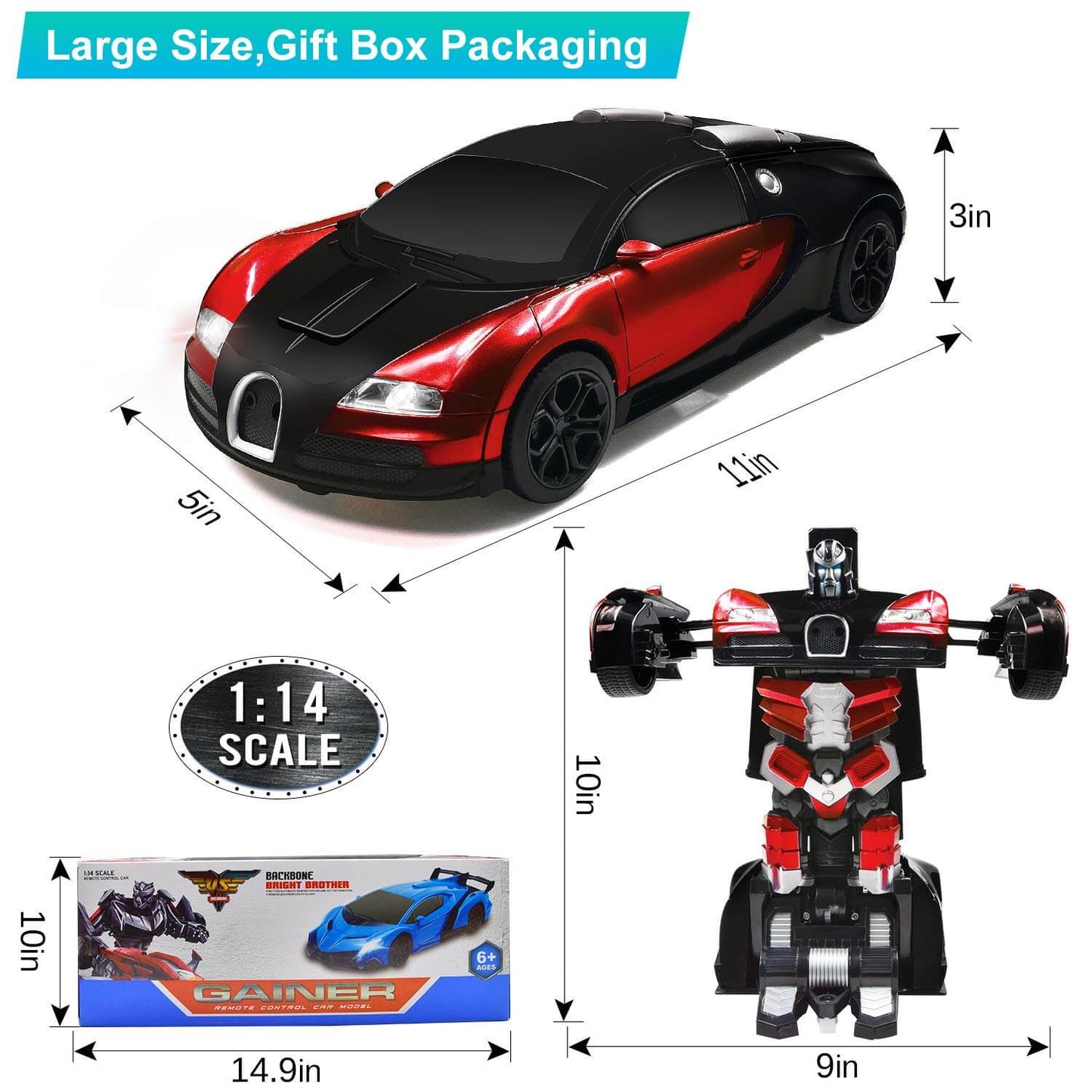 Remote Control Transforming Robot Car Toy Vehicle