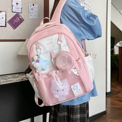 Girls Backpack with Bunny Charms and Adjustable Straps