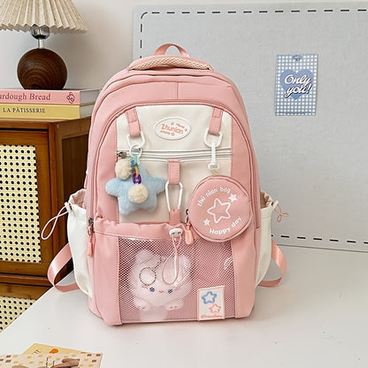 Girls Backpack with Bunny Charms and Adjustable Straps