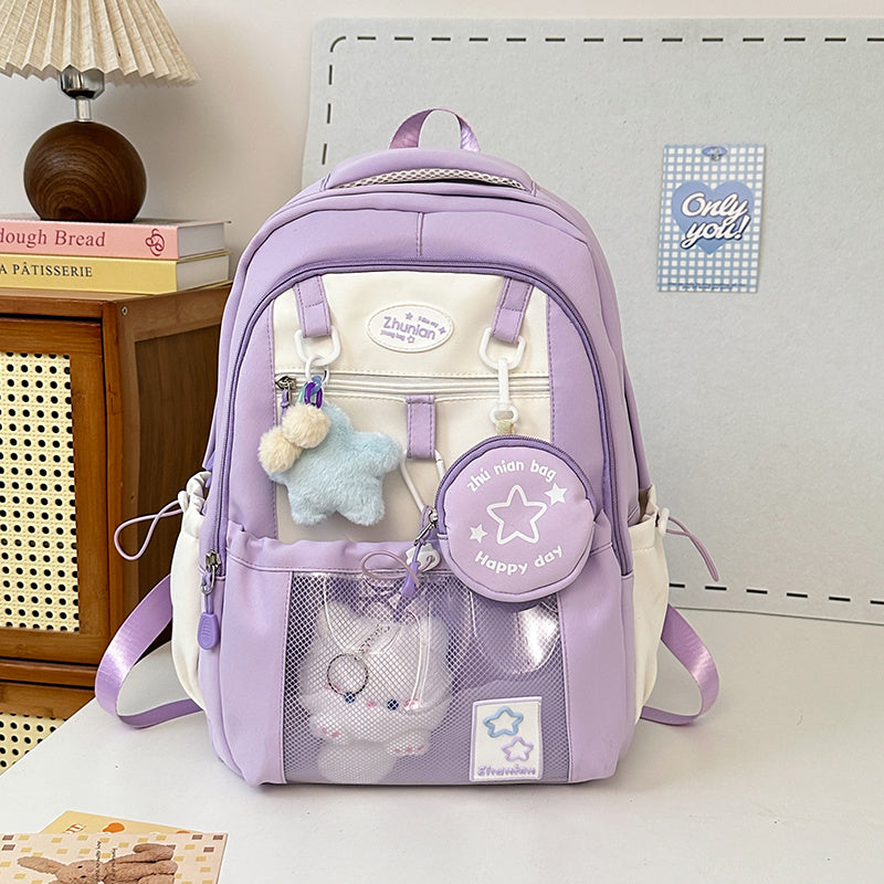 Girls Backpack with Bunny Charms and Adjustable Straps
