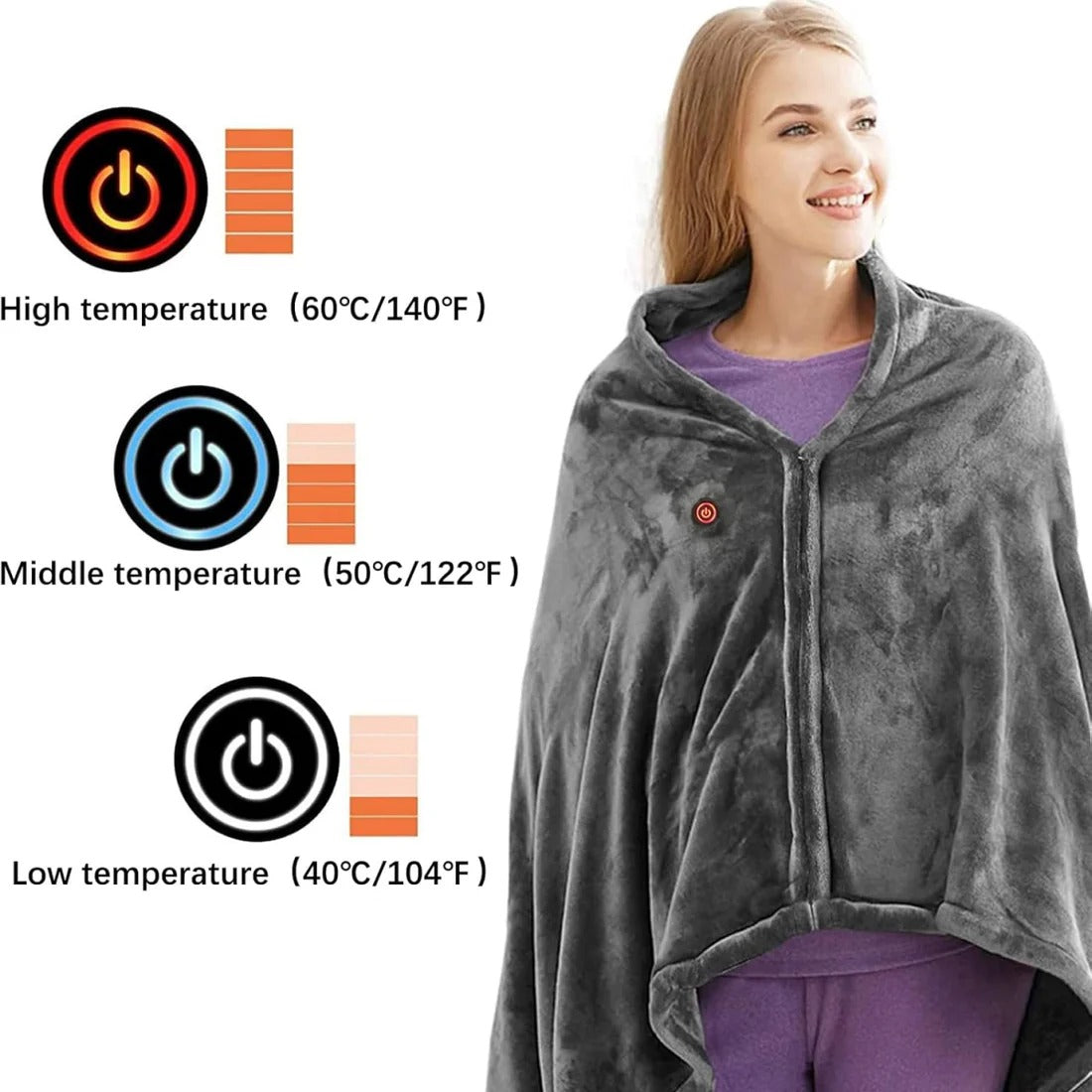 Heated Shawl Blanket Electric Wrap Portable