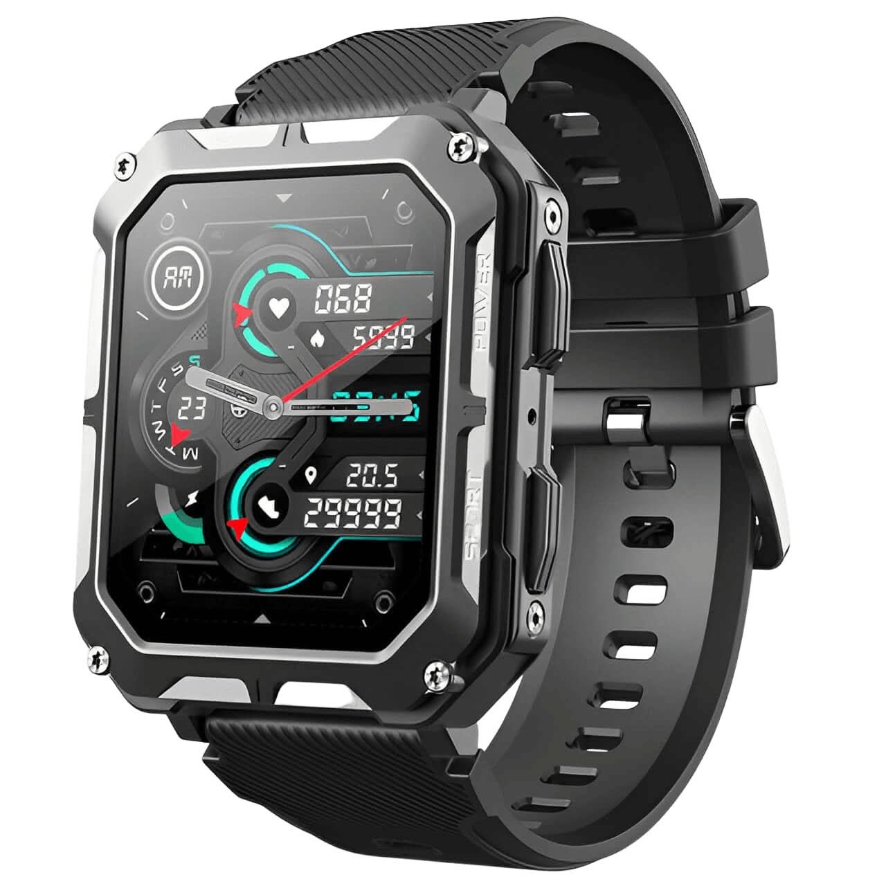 Circular Waterproof Smartwatch Fitness Tracker Indestructible