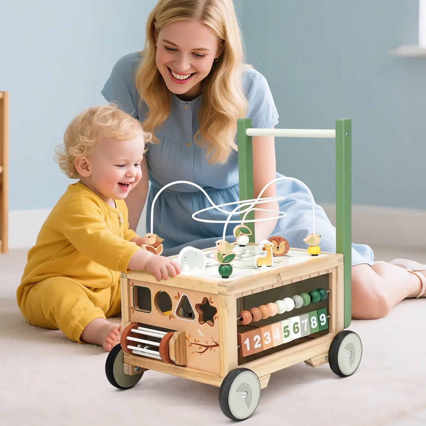 Adjustable Wooden Baby Push Walker