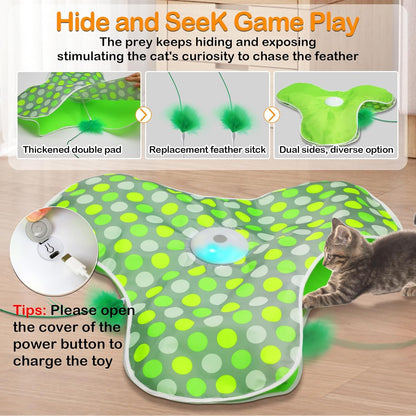 Interactive Cat Toy Rechargeable Moving Feathers Mouse
