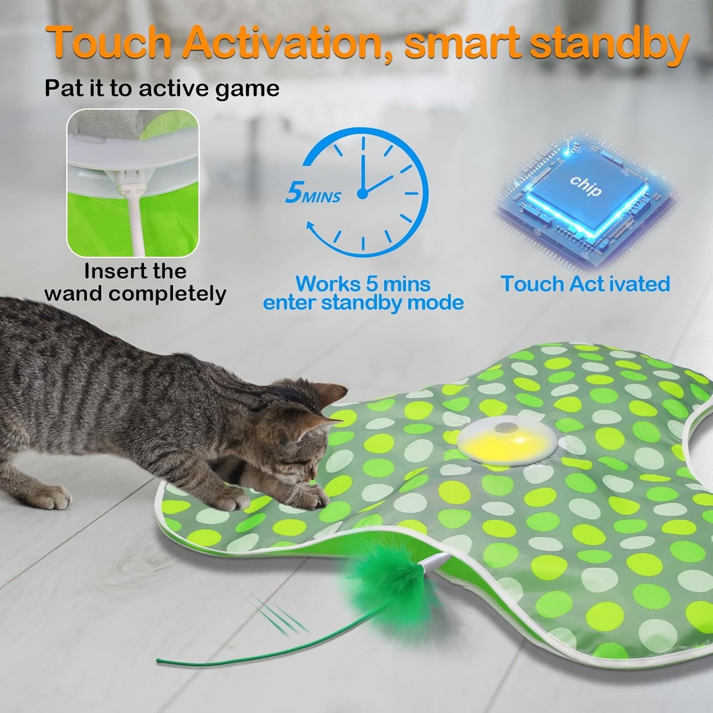 Interactive Cat Toy Rechargeable Moving Feathers Mouse
