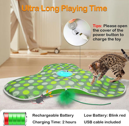 Interactive Cat Toy Rechargeable Moving Feathers Mouse