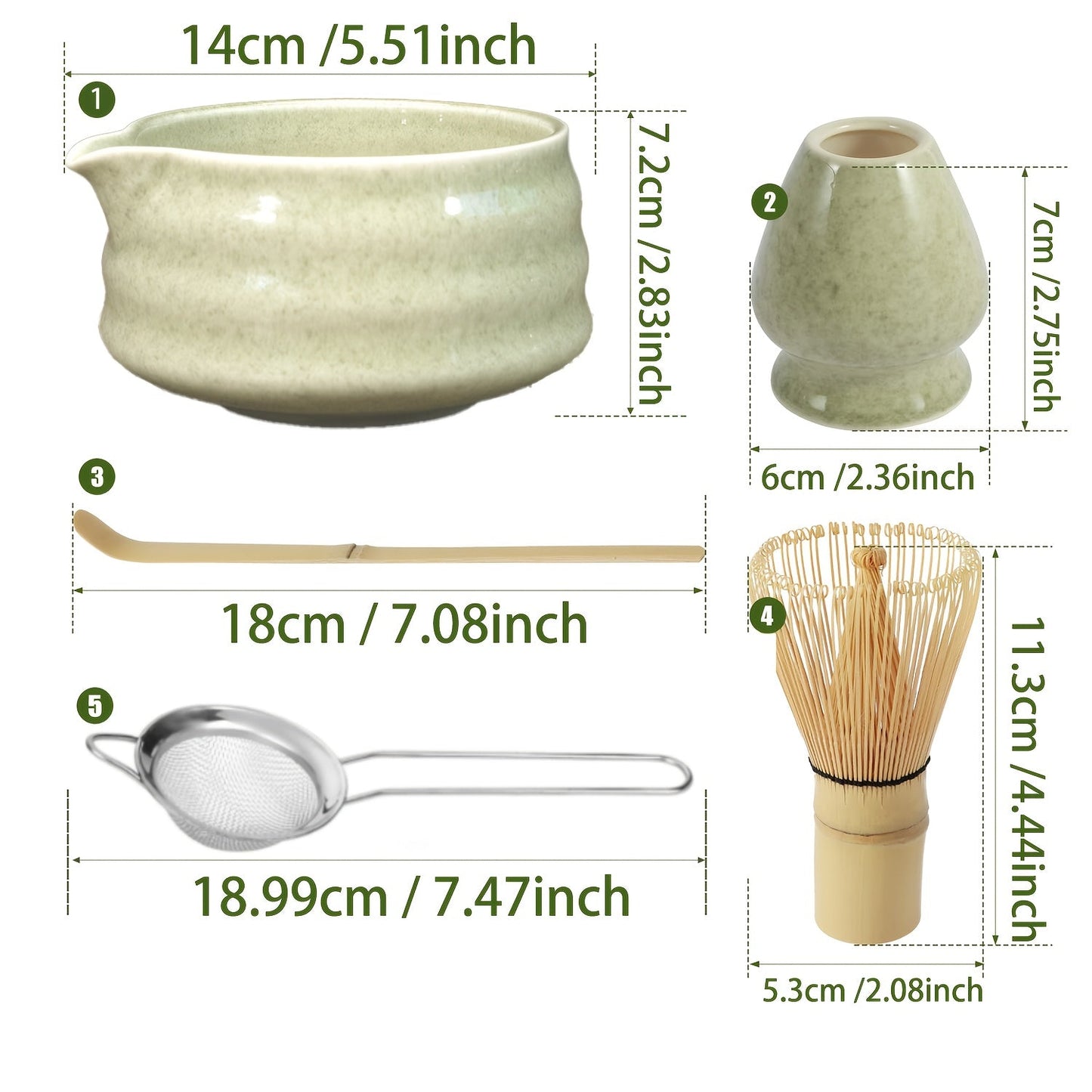 Japanese Tea Ceremony Set Ceramic Bowl Bamboo Whisk